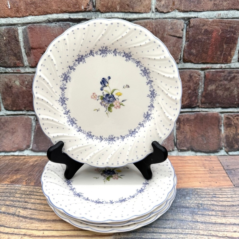 Set of 4 Nikko Blue Peony Luncheon Salad Plates 7.75in Japan 1986 Grandmacore